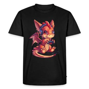 Dragon Gamer Kawaii Dragon Enfants - T-shirt Premium bio Homme - noir - Devant - Nico (187cm)