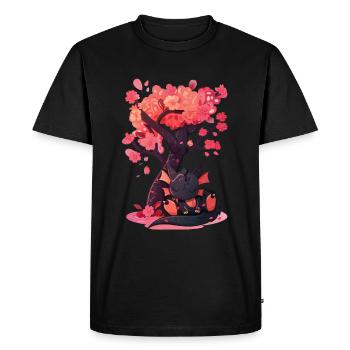 Dragon Japonais Sakura Arbre Mignon - T-shirt Premium bio Homme - noir - Devant - Nico (187cm)