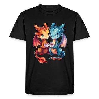 Dragon Tea Ceremony Japanese Kawaii - Men's Premium Organic T-Shirt - black - Front - Nico (187cm)