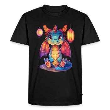 Festival des Lanternes du Dragon Kawaii Japonais - T-shirt Premium bio Homme - noir - Devant - Nico (187cm)