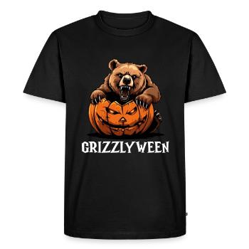 Grizzly Ours Halloween Ours brun - T-shirt Premium bio Homme - noir - Devant - Nico (187cm)