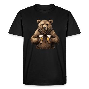Grizzly Bear Beer Halloween Brown Bear - Men's Premium Organic T-Shirt - black - Front - Nico (187cm)