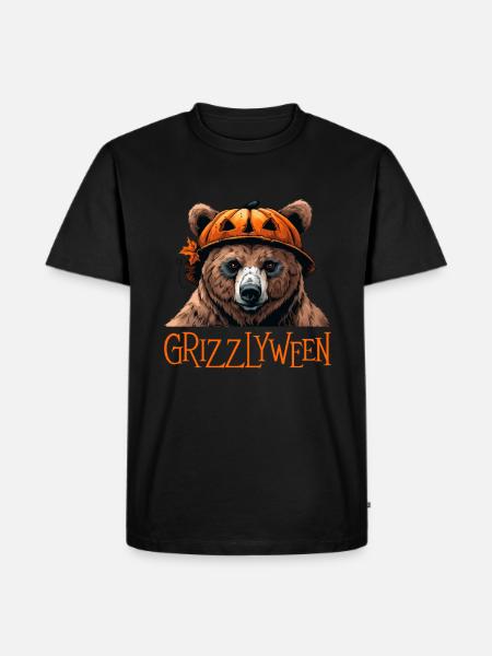 Grizzlybär Halloween Braunbär - Männer Premium Bio T-Shirt - Schwarz