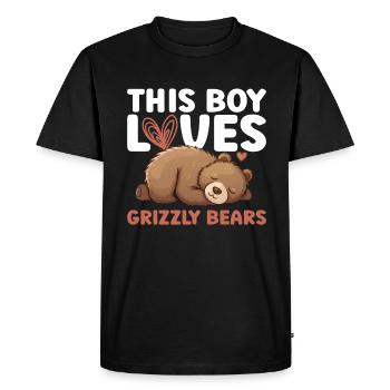 Grizzly Bear Boy Kids Brown Bear - Men's Premium Organic T-Shirt - black - Front - Nico (187cm)