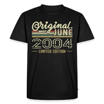 Juin 2004 Anniversaire Juin 2004 - Né en Juin 2004 - T-shirt Premium bio Homme - noir - Devant - Nico (187cm)