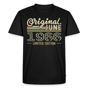 Juin 1966 Anniversaire Juin 1966 - Né en Juin 1966 - T-shirt Premium bio Homme - noir - Devant - Nico (187cm)