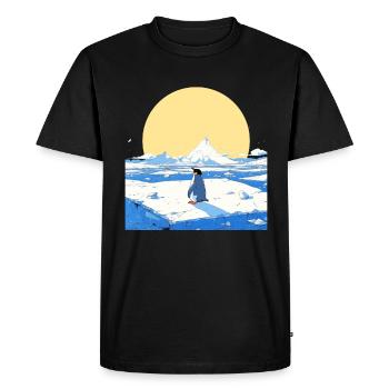 Penguin Icy Landscape Kawaii Penguin Cute - Men's Premium Organic T-Shirt - black - Front - Nico (187cm)