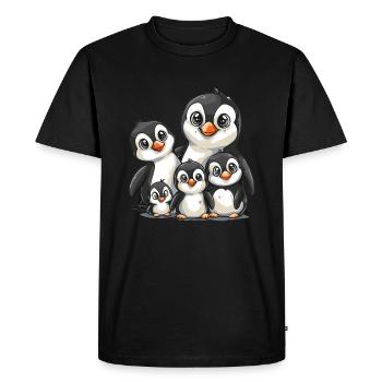 Penguin Family Kawaii Penguin Cute - Men's Premium Organic T-Shirt - black - Front - Nico (187cm)