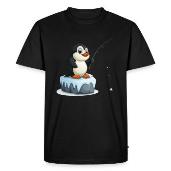 Pingouin Pêche Sur Glace Kawaii Pingouin Mignon - T-shirt Premium bio Homme - noir - Devant - Nico (187cm)
