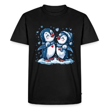 Penguin Couple Kawaii Penguin Cute - Men's Premium Organic T-Shirt - black - Front - Nico (187cm)