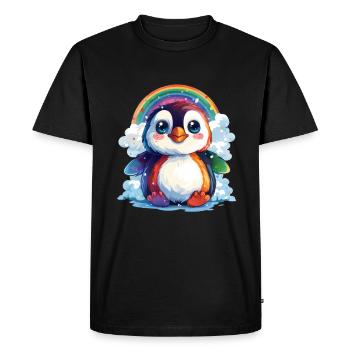 Penguin Rainbow Kawaii Penguin Cute - Men's Premium Organic T-Shirt - black - Front - Nico (187cm)