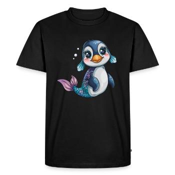 Pingouin, Sirène, Kawaii, Pingouin, Mignon - T-shirt Premium bio Homme - noir - Devant - Nico (187cm)