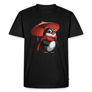 Penguin Geisha Japanese Kawaii Penguin Cute - Men's Premium Organic T-Shirt - black - Front - Nico (187cm)