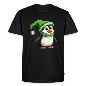 Penguin Elf Christmas Penguin Cute - Men's Premium Organic T-Shirt - black - Front - Nico (187cm)