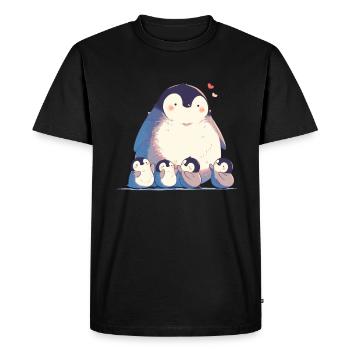 Penguin Family Kawaii Penguin Cute - Men's Premium Organic T-Shirt - black - Front - Nico (187cm)