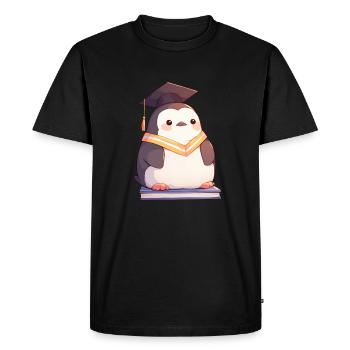 Penguin Graduate Kawaii Penguin Cute - Men's Premium Organic T-Shirt - black - Front - Nico (187cm)