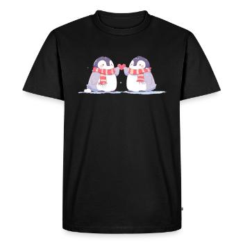 Penguin Couple Kawaii Penguin Cute - Men's Premium Organic T-Shirt - black - Front - Nico (187cm)