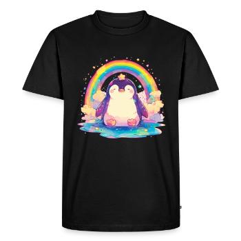Penguin Rainbow Kawaii Penguin Cute - Men's Premium Organic T-Shirt - black - Front - Nico (187cm)