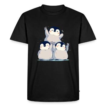 Penguin Peace Kawaii Penguin Cute - Men's Premium Organic T-Shirt - black - Front - Nico (187cm)