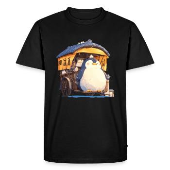 Pingouin, Pousse-pousse, Pingouin japonais, Mignon - T-shirt Premium bio Homme - noir - Devant - Nico (187cm)