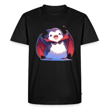 Penguin Vampire Halloween Penguin Cute - Men's Premium Organic T-Shirt - black - Front - Nico (187cm)