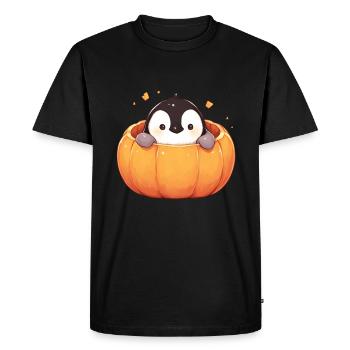 Penguin Pumpkin Halloween Penguin Cute - Men's Premium Organic T-Shirt - black - Front - Nico (187cm)