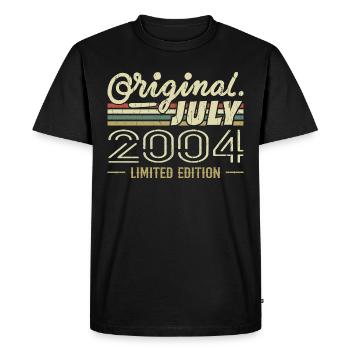 Juillet 2004 Original Cadeau Anniversaire 2004 - T-shirt Premium bio Homme - noir - Devant - Nico (187cm)