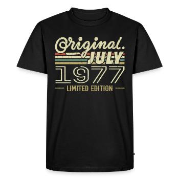 Juillet 1977 Original Cadeau Anniversaire 1977 - T-shirt Premium bio Homme - noir - Devant - Nico (187cm)