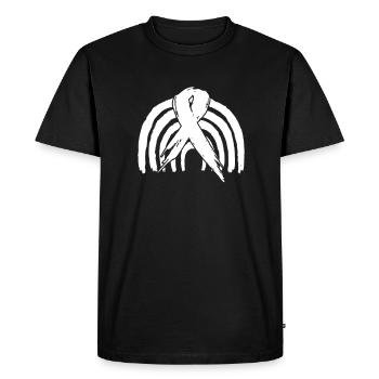 Lung Cancer Awareness Month White Ribbon - Men's Premium Organic T-Shirt - black - Front - Nico (187cm)