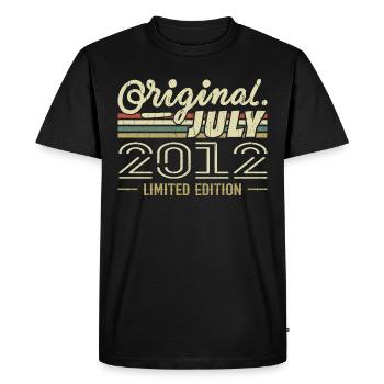 Juillet 2012 Original Cadeau Anniversaire 2012 - T-shirt Premium bio Homme - noir - Devant - Nico (187cm)