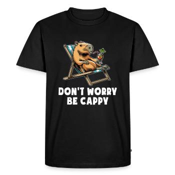 Don't worry be Cappy - Capybara - Holiday - Men's Premium Organic T-Shirt - black - Front - Nico (187cm)