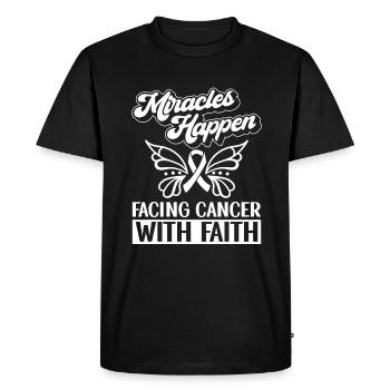 Lung Cancer Awareness Month White Ribbon - Men's Premium Organic T-Shirt - black - Front - Nico (187cm)