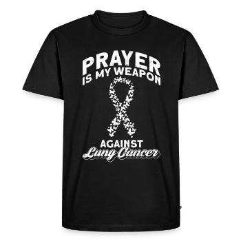 Lung Cancer Awareness Month White Ribbon - Men's Premium Organic T-Shirt - black - Front - Nico (187cm)