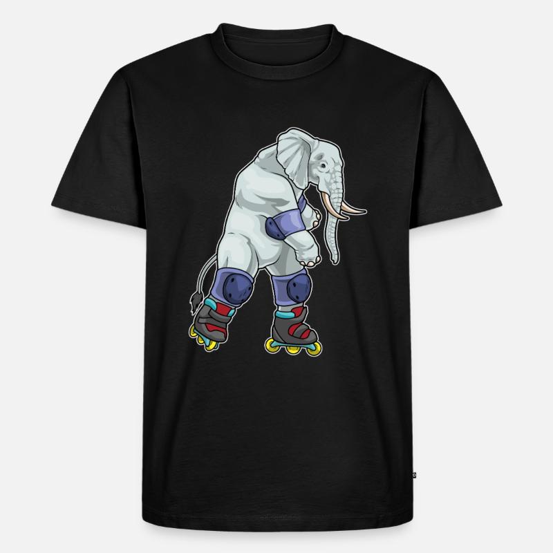 Elefant Inline skating Inline skates - Männer Premium Bio T-Shirt - Schwarz