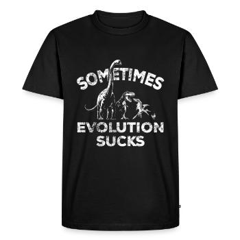 Parfois, l’évolution craint - Dinosaure - Poulet - T-shirt Premium bio Homme - noir - Devant - Nico (187cm)