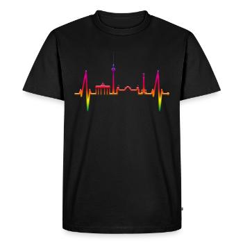 Berlin Battements de coeur LGBT Berlin Arc-en-ciel Queer - T-shirt Premium bio Homme - noir - Devant - Nico (187cm)