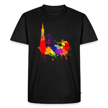 San Francisco Skyline Coloré peinture Love SF - T-shirt Premium bio Homme - noir - Devant - Nico (187cm)