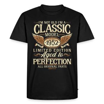 Born in 1952 Vintage Birthday Gift - Men's Premium Organic T-Shirt - black - Front - Nico (187cm)