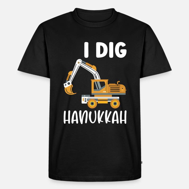Baggerfahrer Bagger Hanukkah - Männer Premium Bio T-Shirt - Schwarz