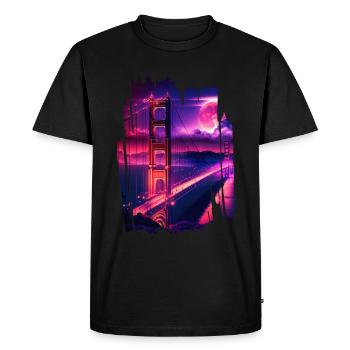 San Francisco Vaporwave Aesthetic Retro Style Art - Men's Premium Organic T-Shirt - black - Front - Nico (187cm)