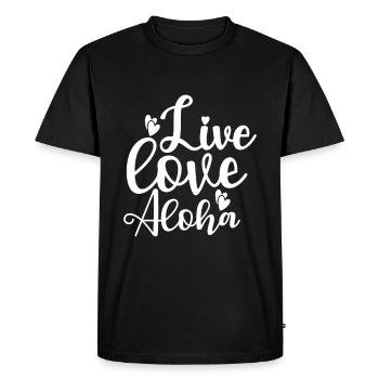 Live Love Aloha - Men's Premium Organic T-Shirt - black - Front - Nico (187cm)