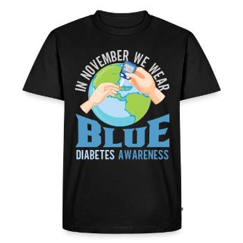 Sensibilisation au diabète Bande bleue du diabète Diabète - T-shirt Premium bio Homme - noir - Devant - Nico (187cm)