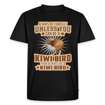 Culture néo-zélandaise Kiwi Oiseau Drapeau de Nouvelle-Zélande - T-shirt Premium bio Homme - noir - Devant - Nico (187cm)