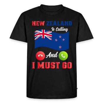 Culture néo-zélandaise Kiwi Oiseau Drapeau de Nouvelle-Zélande - T-shirt Premium bio Homme - noir - Devant - Nico (187cm)