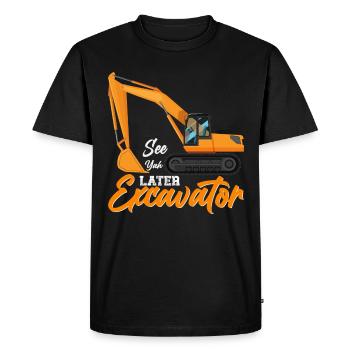 Pelle Pilote Pelle Permis de conduire Pelle rétro - T-shirt Premium bio Homme - noir - Devant - Nico (187cm)