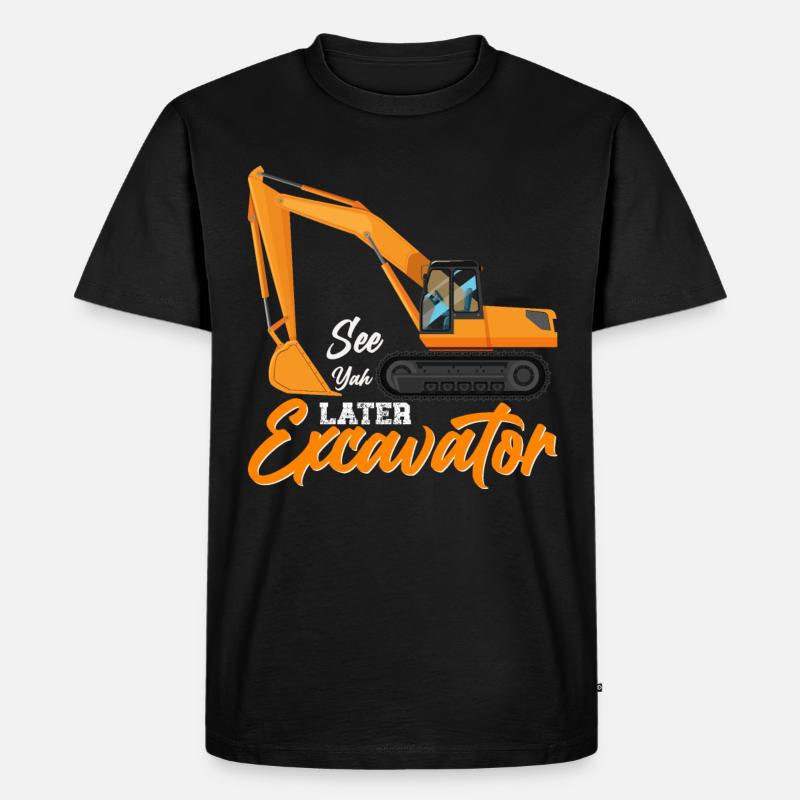 Baggerfahrer Bagger Führerschein Retro Bagger - Männer Premium Bio T-Shirt - Schwarz