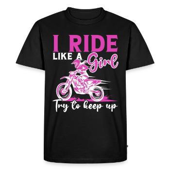 Motocross Fille Motocross Femme Moto tout-terrain - T-shirt Premium bio Homme - noir - Devant - Nico (187cm)
