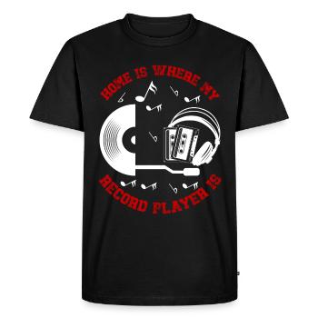 Platine vinyle vinyle rétro collection - T-shirt Premium bio Homme - noir - Devant - Nico (187cm)