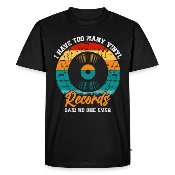 Platine vinyle vinyle rétro collection - T-shirt Premium bio Homme - noir - Devant - Nico (187cm)