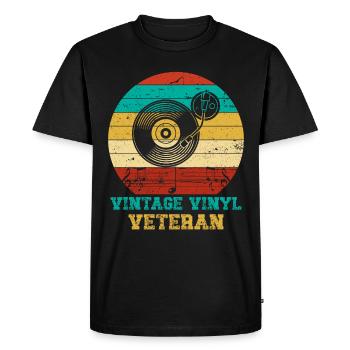 Platine vinyle vinyle rétro collection - T-shirt Premium bio Homme - noir - Devant - Nico (187cm)